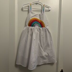 LOLA + THE BOYS WHITE CRYSTAL RAINBOW DRESS - SIZE 6